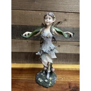 Pretty Resin Fairy With Metal Wings 14” Tall